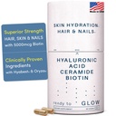 GLOW 抗衰老补充剂 - Hyabest → Hyaluronic Acid, Phytoceramides, 5000 mcg Biotin, 维生素A, C, E, Zinc - 女性和男性的毛皮直肠维生素 - 皱纹和皮肤水分 - 60 capsules