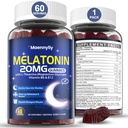 Melatonin 20 mg 成年人的Gummys - 不含糖的Melatonin Gummys 外加L- Theanine, 镁, Ashwagandha, Turmeric, D3 & Zinc - 非哈比特成型