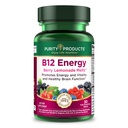 B-12 纯度产品 B-12 能源 Berry 柠檬汁 熔化剂 w/ 超水果 甲基Cobalamin B12 - 维生素 B6, D3, 叶酸和生物锡 - 高吸收 甲基CobalActive B 12-30 熔化片