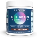 BIOHM Gut-Brain Connection Memory & Focus Supplement (6.74 Oz, 30 services) 支持 Gut Health & Connective Well-Being, 帮助增强Mood, Probiotics, 狮子的Mane & Bacopa Monneiri, 巧克力火焰