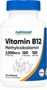 营养成本 维生素B12(甲基乙基Cobalamin) 2000mcg, 120 Capsules - 蔬菜卡普, Non-GMO, Gluten Free B12 补编