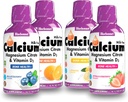 Bluebonnet 营养 液态钙 Citrate Magnesium Citrate, Vitamin D3, Bone Health - Bundle of Orange, Blueberry, Lemon and Strawberry Flavor, 4瓶16 Fl Oz Each (64 Fl Oz 共计)