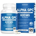Alpha GPC Choline Capsules - 120 计数,600mg 服务(支持焦点,记忆,动机,和能量的大脑支持援助)(第三方测试,Vegan Safe Made in the United States)大脑支持补编