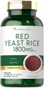 Carlyle Red Yeast Rice Supplement → 1800 mg → 250 capsules → Non-GMO & Gluten Free (无糖草)