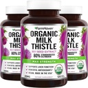 Farm Haven USDA Organical Milk Thatle Capsules + 30X 集中种子提取和80%Silymarin标准化 - 支持肝功能和总体健康 + 360 Vegan Capsules