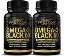 FREZZOR Omega 3 Black for Joint Care & Compfort - 新西兰绿色浸泡贻贝油瓶;53x 高潜性与UAF1000+超级抗氧化剂,无鱼类余味,60 Counter (Pack of 2)