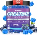 Creatine Monohydrate Gummys for Men and Women 120 CT - 7200mg of Creatine Monohydrate for position, Chewable Creatine Monohydrate for Muscle Support & Energy Boost, 糖无味, Vegan (蓝莓香草)