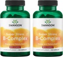 Swanson Vitamin B-Complex w/Vitamin C - 促进压力缓解、能源支持和援助免疫健康 -- -- 可能支持代谢和神经健康 -- -- (100卡普勒斯)(2包)