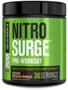 Jacked Factory NITROSURGE Pre Workingout Supplement - 无尽能量,即时力量增益,清晰焦点,强度泵 - NO Boster & Powerful Preworkout 能量粉 - 30 services, Sour Peach Rings