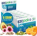 EZC Pak 5-Day Imune System 与 Echinacea,维生素C,锌和维生素D的促进器 - 成人磁带Imune 支持补充剂 - 支持豁免,轻松旅行-规模补充剂包 - (Pack of 6)