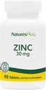 NaturesPlus 锌片 - 30 mg, 90 蔬菜片 - 细胞生长和修复的免疫系统补充 - 促进健康消化、代谢和视觉 - 无糖 - 90 服务