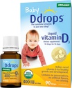 Ddrops有机婴儿400 IU 90 Dropps - 婴儿每日维生素D液体. 支持牙齿和骨头健康。 无防腐剂、无糖、无GMO、过敏-爱心-包2