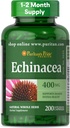 清教徒的荣耀珍品 Echinacea 天然全草药草补充400mg,健康饮食补充,免疫系统支持,200快速释放卡普尔