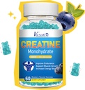 Creatine Monohydrate Gummys for Women & Men, Sugar Free Vegan Creatine Suppos for Build Muscles, 增加能量和力量, 蓝莓火焰, 60 Counter