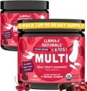 Llama Naturals Kids 多维他命 Gummys, Vegan, 有机与维生素D, C & K, 托德勒 真正的水果 Gummy Vitamins, Chewable Supplement, 全食品 多维他命, 无添加糖蔗, Cherry, 2 Pk