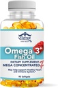 永恒精神美人Omega-3 鱼油 – 高概率EPA & DHA 心脏,大脑和免疫支持补充 – 巨型集中公式 – 60 Softgels