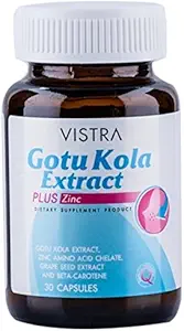 Vistra Gotu Kola 提取剂加锌补充剂 30 Capsules 丙烯治疗