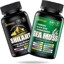 Sea Moss and shilajit Bundle - 90 Counter - Sea Moss, 黑种子石油, Ashwagandha, Turmeric & Shilajit, Burdock, Bladderwrack 21 in 1 Supplements (2 Packs) 布朗-2