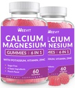 不含糖的钙 Gummys w/维生素 D3 K2, 镁锌酸钙 Gummys for Bone, Muscle & Immune, Algae CA 镁 2:1 男女比例钙补充剂 - Vegan