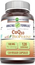 配有BioPerine 100 Mg QQ Vegetarian Capsules Supplement QQN-GMO Gluten-Free QQ 在美国制造 (1 Pack QQ 120 Counter)的神奇公式 CoQ10 配有: BioPerine 100 Mg QQ Vegetarian Capsules Supplement QQN-GMO Gluten-Free QQQQ 配有: