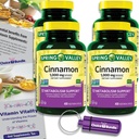 Choice Bundle Spring Valley Cinnamon Editary Supplement 1000 mg 400 ct Vegetarian Capsules 4 pk(1600 共计) + “维生素生命力”指南和药剂容器(6个项目)!