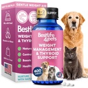 对狗和猫的体重和甲状腺素支持,饥饿控制的自然解决方案,代谢支持,最佳甲状腺素功能,有效狗和猫体重损失,400个无味药丸