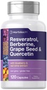 Horbäach Resveratrol Berberine Grape种子 & Quercetin QQ 与蓝莓和红酒提取 QQ 120 Capsules XN-GMO, Gluten Free & Vegetarian 补编