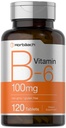 Horbaach Vitamin B6 100mg 120 植物药片 Pyridoxine HCl → Non-GMO & Gluten 免费补充