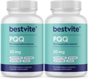 BESTVITE PQQ 20mg(圆柱形昆仑) (240 蔬菜卡普尔(120 x 2)) - 无 Stearates - Vegan - 非 GMO - Gluten Free