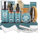 胡子 Kit,Beard Grooming Kit for Men W/Straight Razor 2, PACK 胡子油, 洗涤, 秃头, 刷子, Comb, 剪刀 男人的生日礼物 男朋友 胡子 剪刀 剃刀 Kit