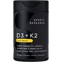 体育研究 • 维生素D3 + K2 w/椰油 - Vegan Vitamin D 2500iu(62.5mcg) & Mk7 Vitamin K 100mcg 用于骨和免疫支持 - Vegan认证 - 非GMO - 豆类免费 - 60软胶