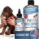 PetSilver - Immune Support (16 fl oz)和Eye Wash (4 fl oz) 配有专利的Chelated Silver - 过敏反应,Sinus & Cough 处理 - 猫和狗眼清洁剂和泪水清除剂 - 在美国制造