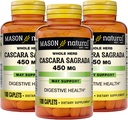 Mason Natural Cascara Sagrada 450 mg, 正常消化功能支持草药补充剂,100 Caplets (Pack of 3)