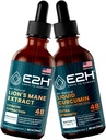 E2H:狮子的心灵清晰度和豁免度,联合支持的液态图尔克 QQ Vegan,非GMO - 2 Fl Oz Each (4 Fl Oz total) - Bundle