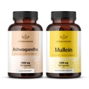 HERBAMAMA Ashwagandha和Mullein Kit - 1500 mg Ashwagandha Root & 1200 mg Mullein 叶片夹100 caps - Vegan,非GMO,糖和无酒精 - 2 包