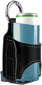 2pcs 可移植 Asthma Inhaler Holder, 轻量级 PU 皮革保护旅行 Handy Asthma Inhaler 成人与儿童, 仅持有(黑色)