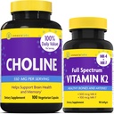 InnovixLabs Choline & Vitamin K2 Bundle Choline Bitartrate 550mg (100 Capsules) 全谱维生素K2(90 Softgels). 支持记忆,摩德,脑健康与增强认知. *