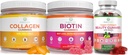 净化生命海洋科拉根、Biotin、 & Vegan Collagen Bundle、毛皮和钉子的古米(Bulk - 90 Chews)、联合护理维生素、免疫支持、美容、解毒和清洁、取代卡普尔、药丸