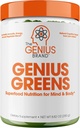 Genius Brand Genius Greens - Greens for Health Mind and University Support - 有机蔬菜,蓝莓和狮子的马恩 - 方便饮品 - 欢乐味 - 20种服务