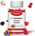L Tyrosine Gummys 1000mg,L-Thenine Supplement Gummy 200mg,Sugar Free L-Tyrosine 配有维生素B6 成人与儿童能量补充剂 - Vegan(60 Counter)