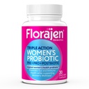 Florajen Women's complete three-Action Prebiotic + Probiotic + 消化和免疫支持的后生素 - 从便秘和布洛廷快行动救济 - Gluten-free - Vegan - 非GMO - 30-Count