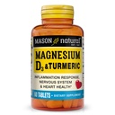 MASON NATURAL 镁和维生素D3配有Turmeric,60天供餐补充剂配有500毫克镁,3000IU 维生素D3和150毫克Turmeric