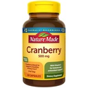 Nature Made Cranberry Supplement 500 mg,配有维生素C用于免疫和抗氧化剂支持, Cranberry 混合剂用于尿道切除术健康,每天1个,60个卡普尔