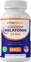 维生素Melatonin 20 mg 片 – 天然贝里 Flavor – 每瓶120 蔬菜片 – 6瓶(总计720)