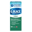 Colace 2- In-1 工具软化剂加兴奋剂 用于有效便秘的缓解, 多库酸钠加 Sennosides, 60 Counter