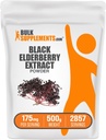 Bulk Assupports.com 长老莓提取粉末 - 源自黑人长老莓的长老莓, 免疫支持补充剂 - Gluten Free - 175mg per service, 500g (1.1磅) (Pack of 1)