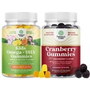 以植物为主的Omega 3 Gummys 供男女儿童使用和天然Cranberry Gummys-用于视觉豁免和重点支持-用于尿性Tract 健康肾支持刀具和豁免