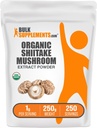 Bulk Assupports.com 有机Shiitake Mushroom 提取粉末 - 有机Shiitake Mushroom 粉末补充,免疫支持 - Vegan & Gluten Free, 1 g per service, 250g (8.8 oz) (Pack of 1).