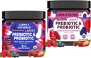 Llama Naturals Kids Pre & Probiotic Gummys + 成人Pre & Probiotics Bundle + 没有添加的甘蔗 + Vegan + 有机 + 混合莓 Flavor + 2瓶