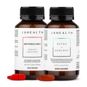 JSHEHE 维生素 Bloating Bundle - 包括Detox + Debloat Liver 健康公式和代谢药+自然能源支持